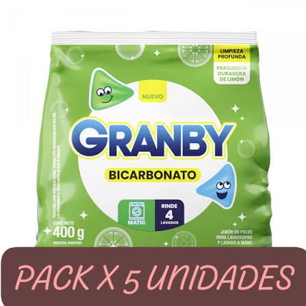 PACK X 5 Jabon en Polvo Granby 400grs MATIC