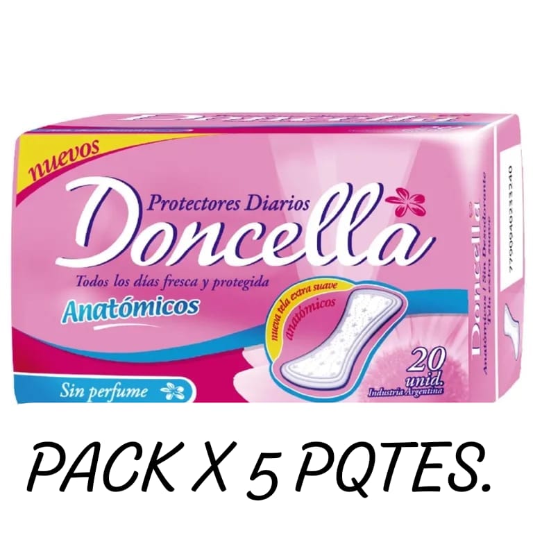 PACK X 5 PQTES Doncella protectores Diarios 20U