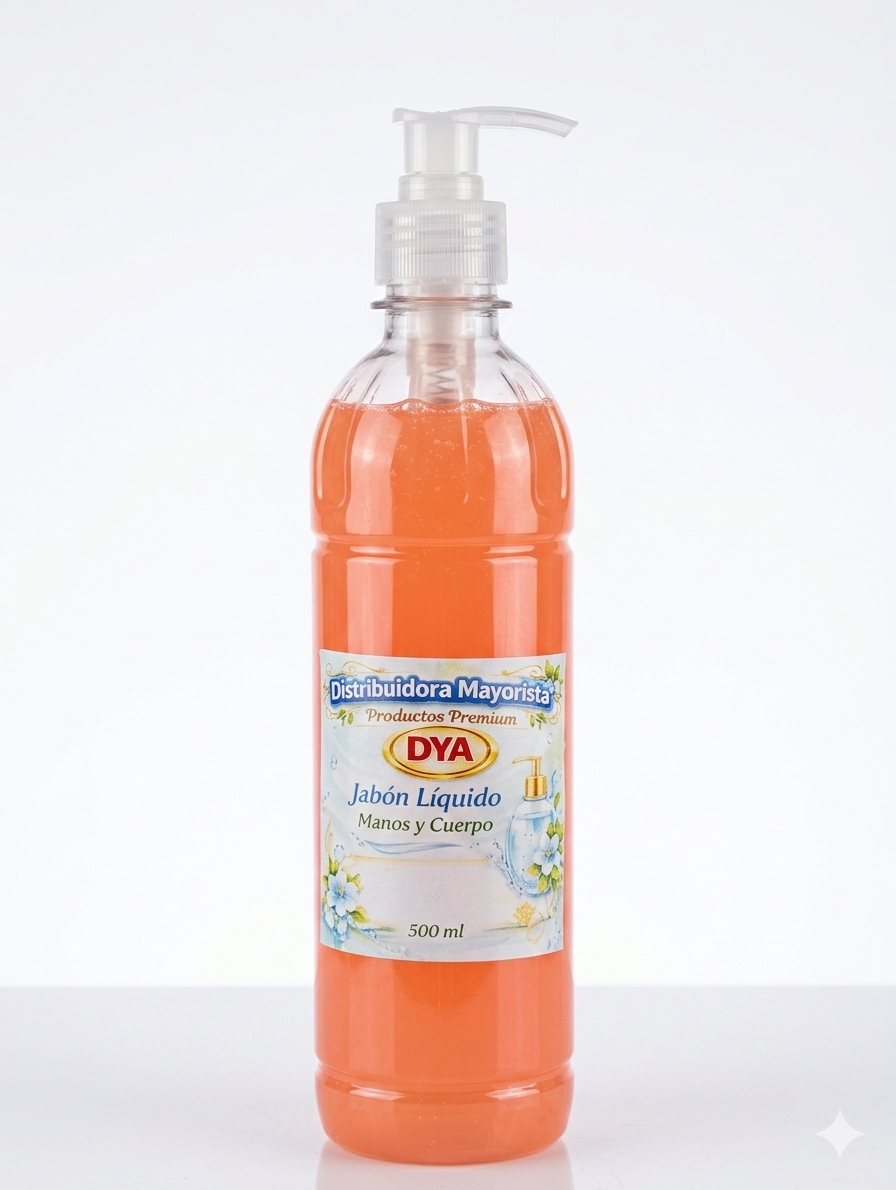 Jabon liq. Manos y cuerpo x 500ml CON BOMBA (Envase etiquetado negocios)
