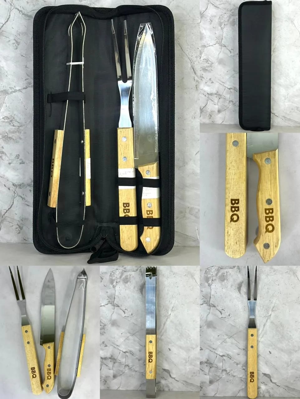 Kit Asador BBQ con Mango de Madera