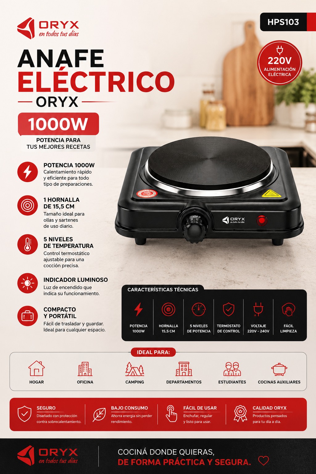 Anafe Electrico Simple Oryx